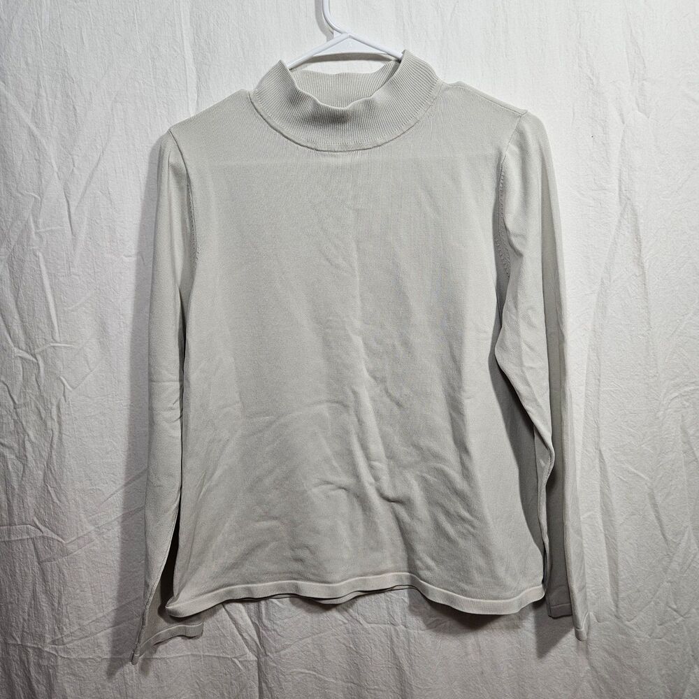 Pendleton Women's Cream Silk Blend Split Mock Turtleneck Pullover Size Large